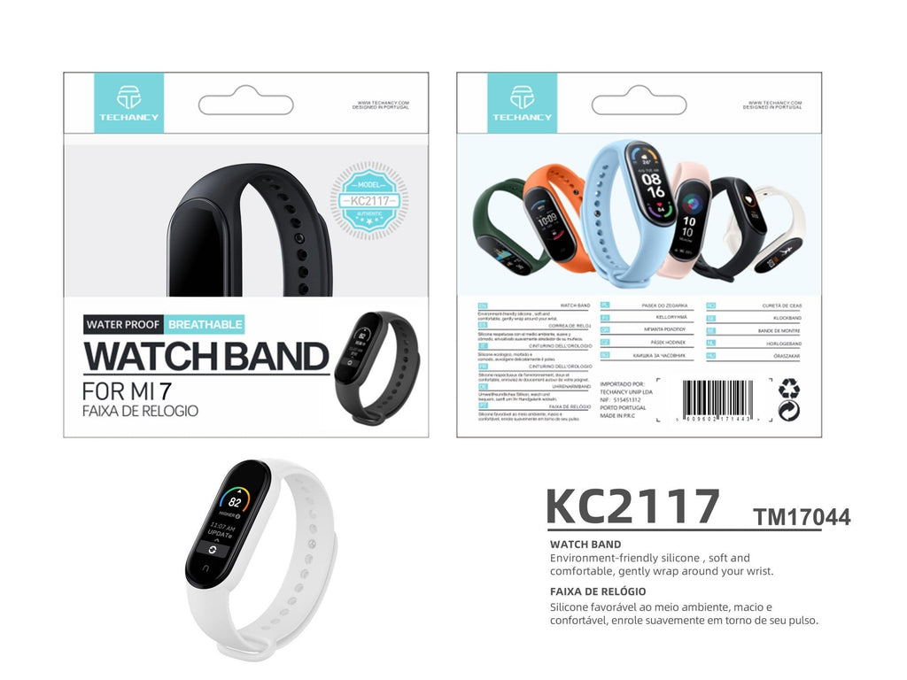 Techancy Pulseira De Silicone Branca KC2107, Compatível Com A Mi7 Smart Band, Material De Silicone, Macio E Confortável.