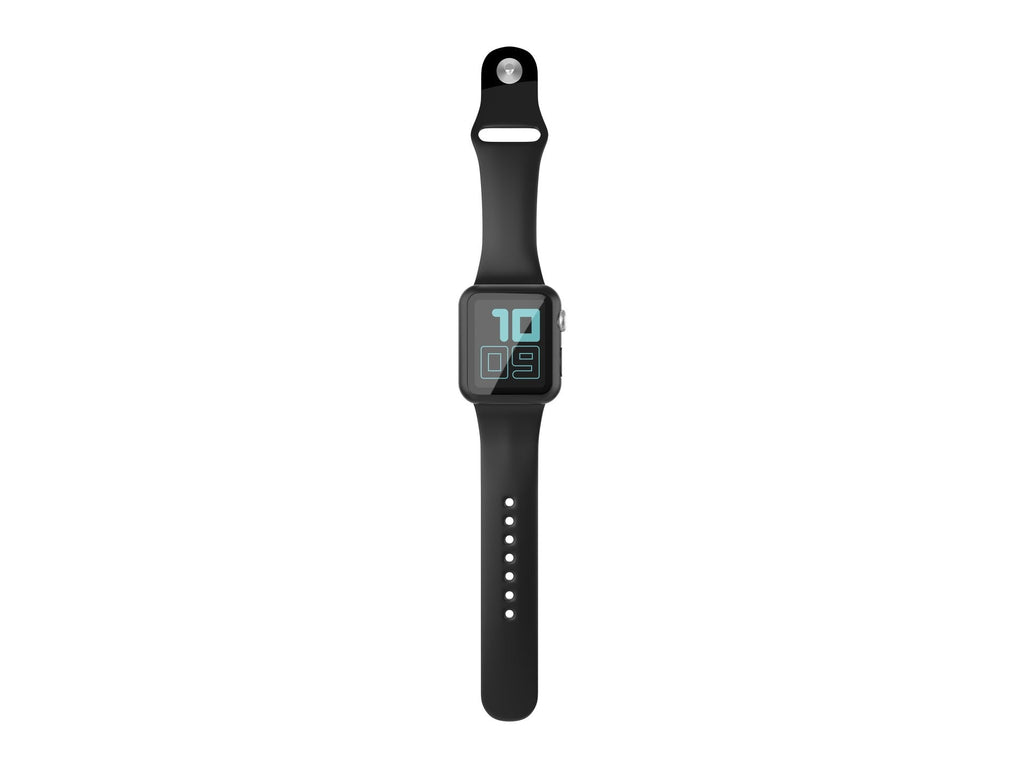 Pulseira de silicone para relógio Techancy, KC2115, com protetor de ecrã, compatível com Apple Watch 40 mm, Preto