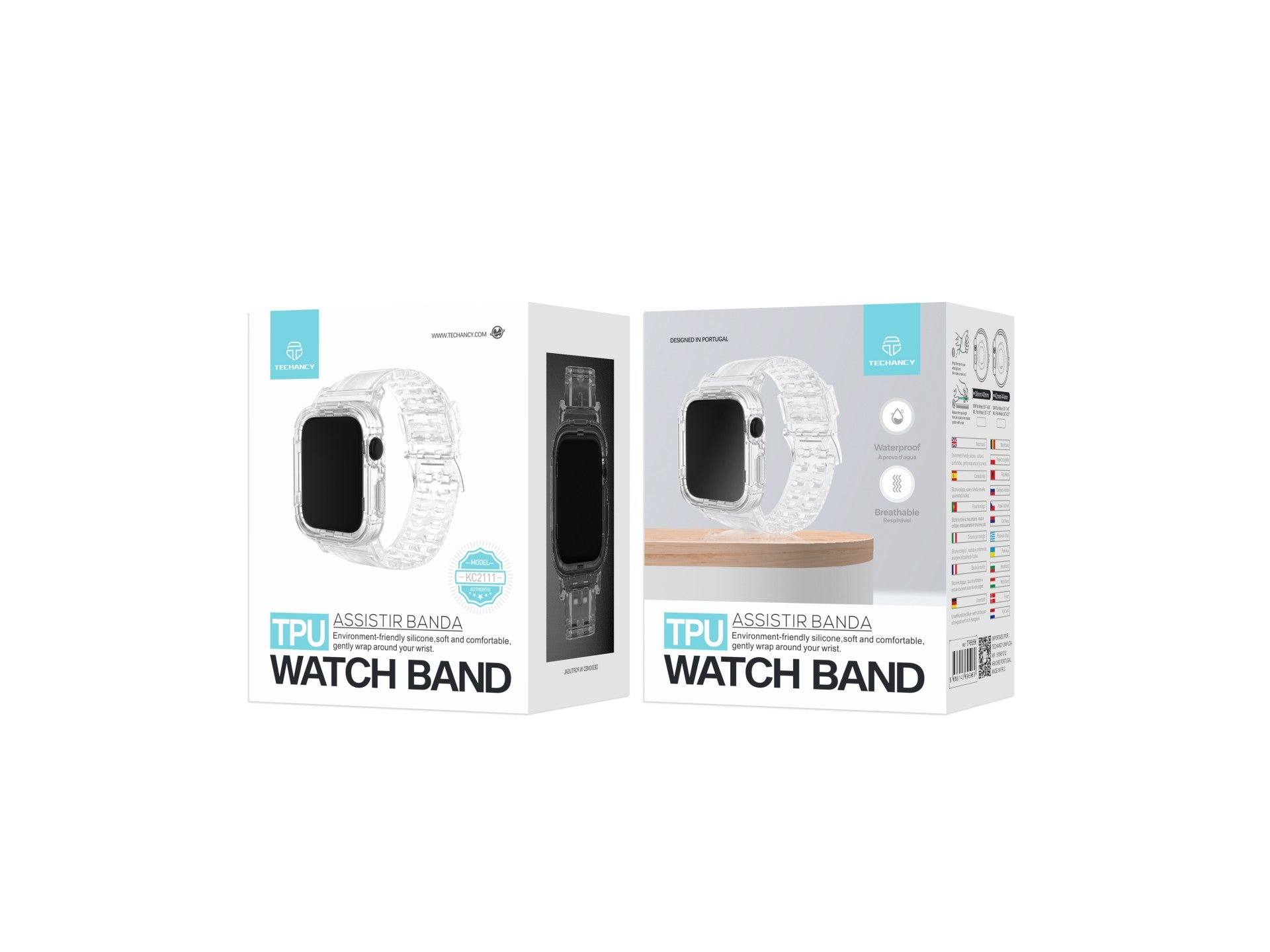 Pulseira de silicone para relógio Techancy, KC2111, compatível com Apple Watch 38-40 mm, Preto