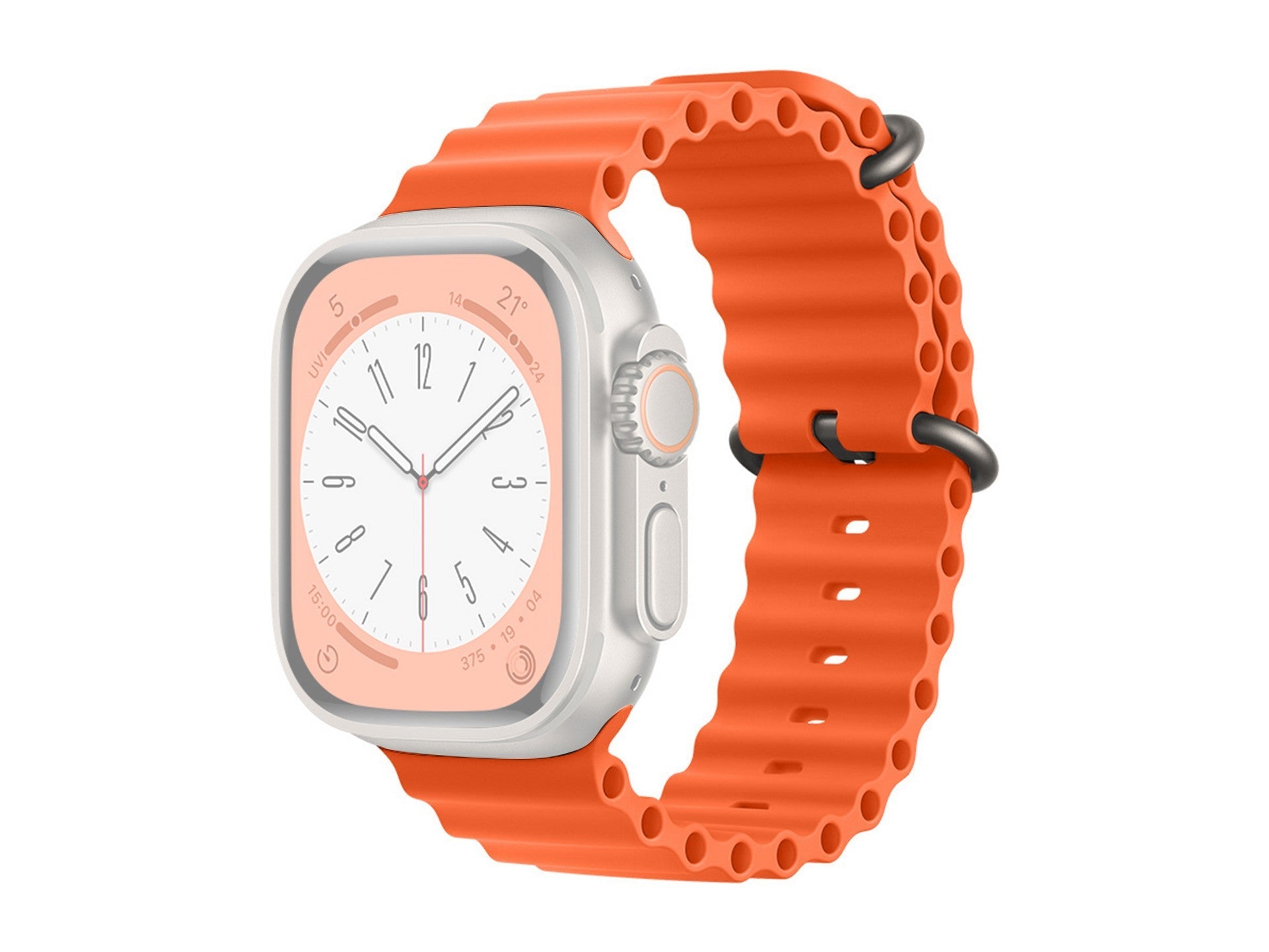 Techancy Bracelete De Silicone Laranja KC2122, Compatível Com Apple Watch 42mm/44mm/45mm/49mm, Material De Silicone Macio