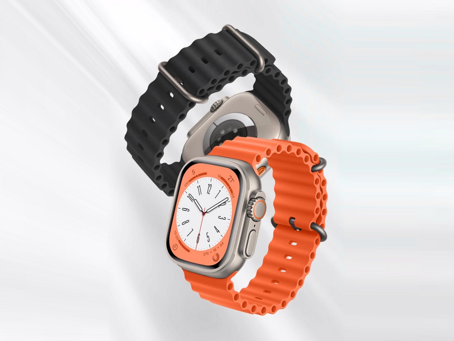 Techancy Bracelete De Silicone Laranja KC2122, Compatível Com Apple Watch 42mm/44mm/45mm/49mm, Material De Silicone Macio