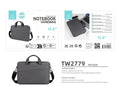 Mala para computador portátil Techancy TW2779, Preto, 15,6 polegadas, alça ajustável